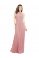 Keyhole Back Bliss Pink Sleeveless Halter Neck A-Line Soft Chiffon Bridesmaid Dress Worcester