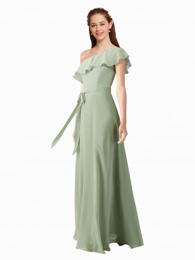 Flutter Sleeves One Shoulder A-Line Soft Chiffon Bridesmaid Dress Worcester