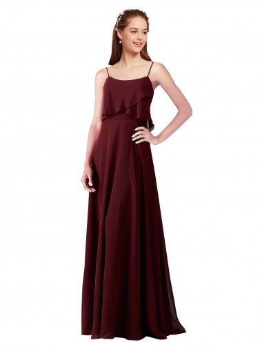 Sleeveless Spaghetti Straps A-Line Chiffon Bridesmaid Gowns Worcester