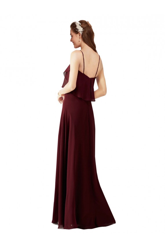 Sleeveless Spaghetti Straps A-Line Chiffon Bridesmaid Gowns Worcester