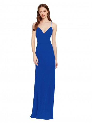 Keyhole Back Sleeveless Spaghetti Straps A-Line Soft Chiffon Bridesmaid Dress / Formal Dress Worcester