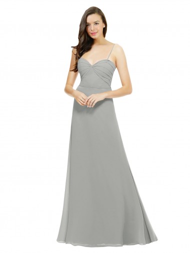 Silver Sleeveless Spaghetti Straps A-Line Chiffon Bridesmaid Dress Worcester