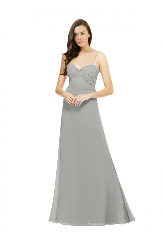 Silver Sleeveless Spaghetti Straps A-Line Chiffon Bridesmaid Dress Worcester