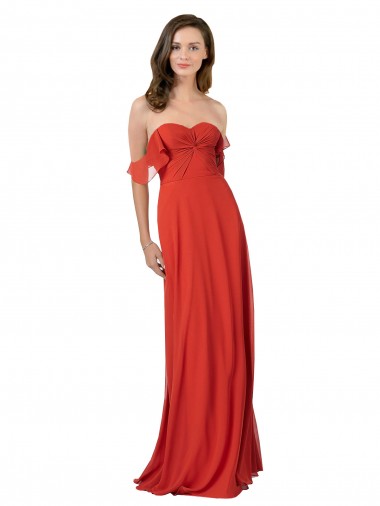 V-Back Red Sleeveless Sweetheart A-Line Soft Chiffon Bridesmaid Dress Worcester