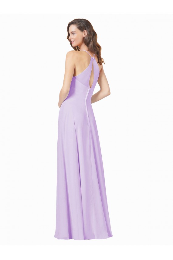 Lilac Sleeveless Spaghetti Straps A-Line Soft Chiffon Bridesmaid Gown Worcester