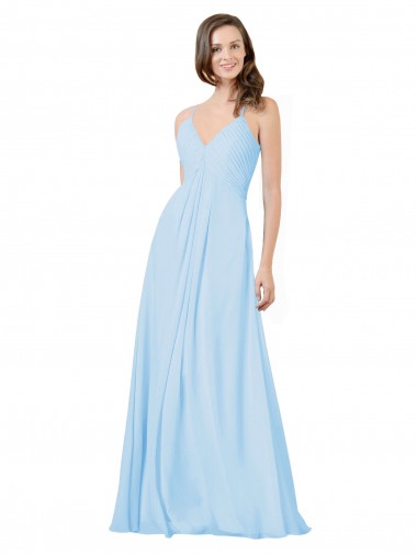Keyhole Back Sleeveless Spaghetti Straps A-Line Chiffon Formal Dress / Bridesmaid Dress Worcester
