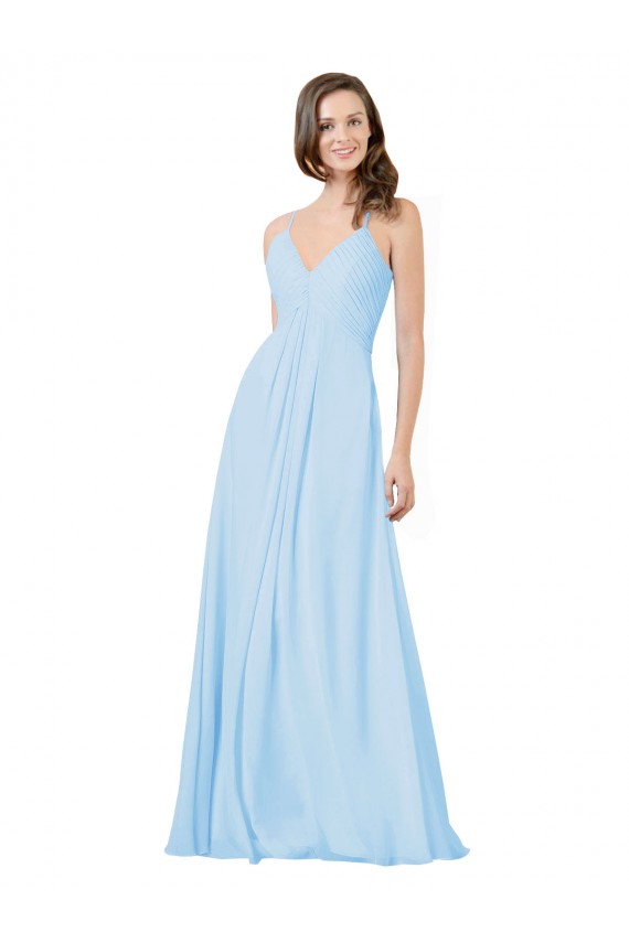 Keyhole Back Sleeveless Spaghetti Straps A-Line Chiffon Formal Dress / Bridesmaid Dress Worcester