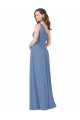 Windsor Blue Sleeveless One Shoulder Sheath Soft Chiffon Bridesmaid Dress Worcester