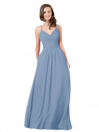 Criss Cross Back Sleeveless V-Neck A-Line Chiffon Bridesmaid Dress / Evening Dress Worcester