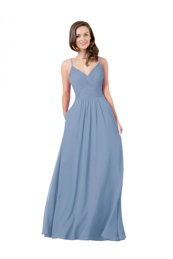 Criss Cross Back Sleeveless V-Neck A-Line Chiffon Bridesmaid Dress / Evening Dress Worcester