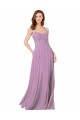 Dark Lavender Sleeveless Spaghetti Straps A-Line Soft Chiffon & Lace Bridesmaid Dress Worcester