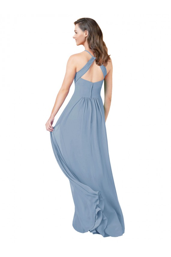 Keyhole Back Sleeveless Halter A-Line Chiffon Bridesmaid Gowns Worcester