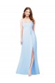 Light Sky Blue Sleeveless Spaghetti Straps Sheath Soft Chiffon Bridesmaid Dress Worcester