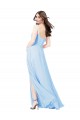 Light Sky Blue Sleeveless Spaghetti Straps Sheath Soft Chiffon Bridesmaid Dress Worcester