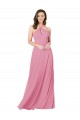 Keyhole Back Sleeveless Halter Neck A-Line Soft Chiffon Prom Dress / Bridesmaid Dress Worcester