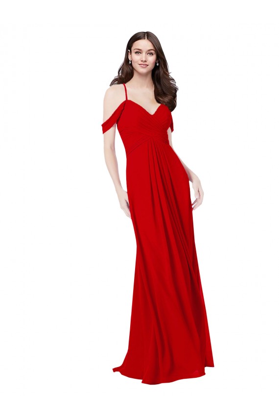 Criss Cross Back Dark Red Sleeveless V-Neck A-Line Soft Chiffon Bridesmaid Dress Worcester