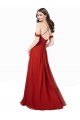 Criss Cross Back Dark Red Sleeveless V-Neck A-Line Soft Chiffon Bridesmaid Dress Worcester