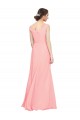 Salmon Sleeveless V-Neck A-Line Soft Chiffon Bridesmaid Dress Worcester