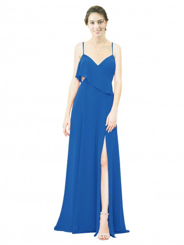Royalty Sleeveless Spaghetti Straps A-Line Soft Chiffon Bridesmaid Dress Worcester