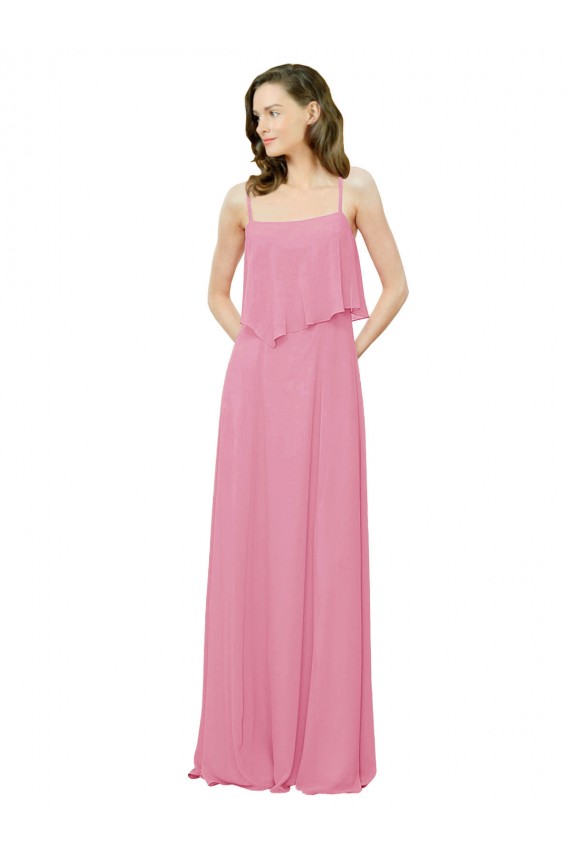 Skin Pink Sleeveless Spaghetti Straps A-Line Soft Chiffon Bridesmaid Dress Worcester