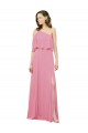 Skin Pink Sleeveless One Shoulder A-Line Soft Chiffon Bridal Party Dress Worcester
