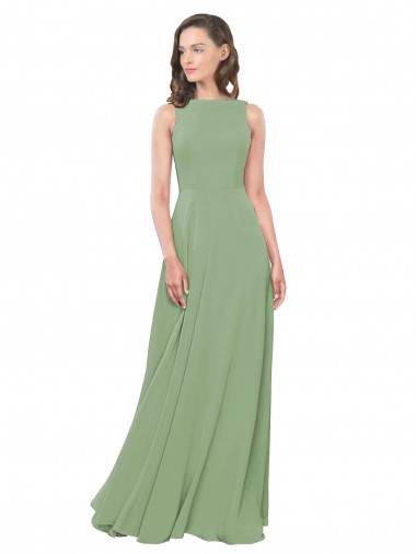 Seagrass Sleeveless Square Neck A-Line Soft Chiffon Bridesmaid Dress Worcester