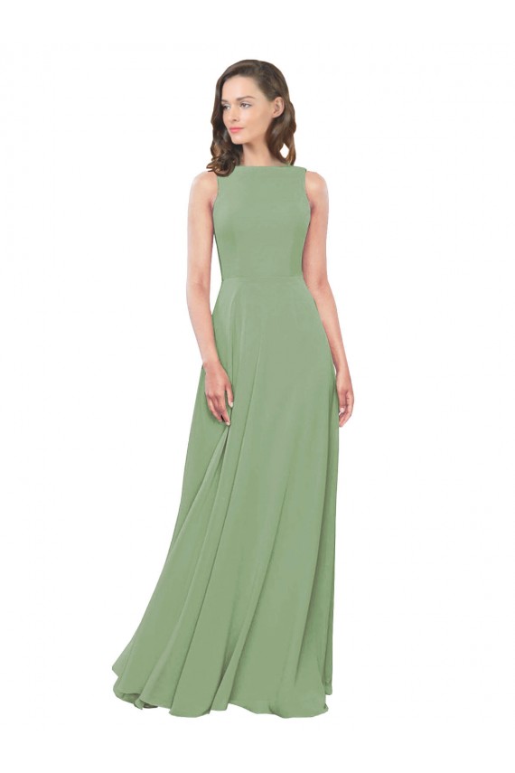 Seagrass Sleeveless Square Neck A-Line Soft Chiffon Bridesmaid Dress Worcester