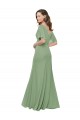 Short Flutter Sleeves V-Neck A-Line Soft Chiffon Bridesmaid Dress Worcester
