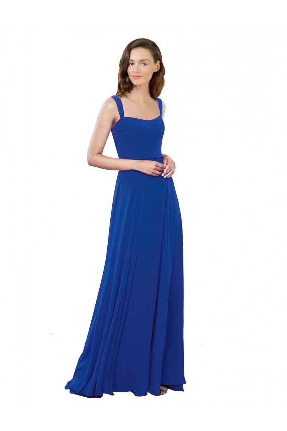 Royal Blue Sleeveless Square Neck A-Line Soft Chiffon Bridesmaid Dress Worcester