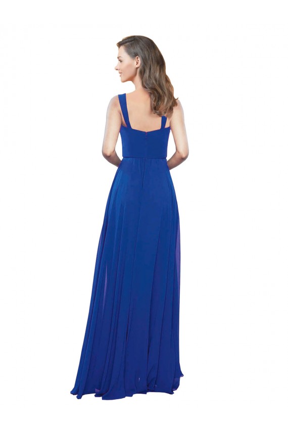 Royal Blue Sleeveless Square Neck A-Line Soft Chiffon Bridesmaid Dress Worcester