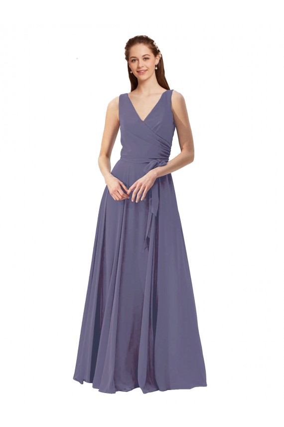Silver Stone Sleeveless V-Neck A-Line Soft Chiffon Bridesmaid Dress Worcester