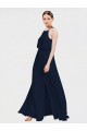 Dark Navy Sleeveless Halter Neck A-Line Chiffon Bridesmaid Dresses Worcester