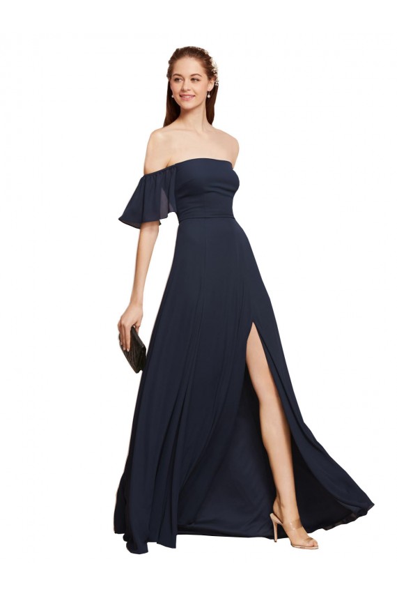 Sleeveless Off the Shoulder A-Line Soft Chiffon Prom Dress / Bridesmaid Dress Worcester