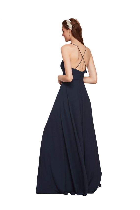 Criss Cross Open Back Sleeveless Spaghetti Straps A-Line Soft Chiffon Bridesmaid Dresses Worcester