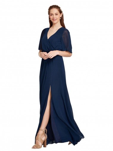 Flutter Sleeves V-Neck A-Line Soft Chiffon Bridesmaid Dress / Formal Dress Worcester