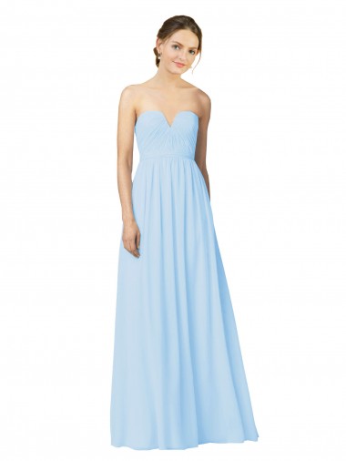 Light Sky Blue Sleeveless Sweetheart A-Line Soft Chiffon Formal Dress / Bridesmaid Dress Worcester