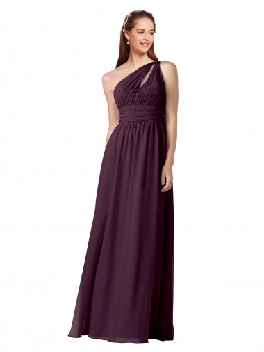 Grape Sleeveless One Shoulder A-Line Chiffon Bridesmaid Dress Worcester