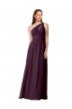 Grape Sleeveless One Shoulder A-Line Chiffon Bridesmaid Dress Worcester