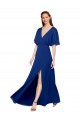 Open Back Flutter Sleeves V-Neck A-Line Chiffon Bridesmaid Dress / Evening Gowns Worcester
