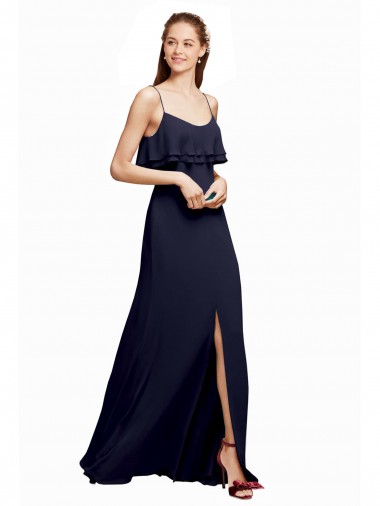 V-Back Sleeveless Spaghetti Straps A-Line Chiffon Bridesmaid Dress Worcester