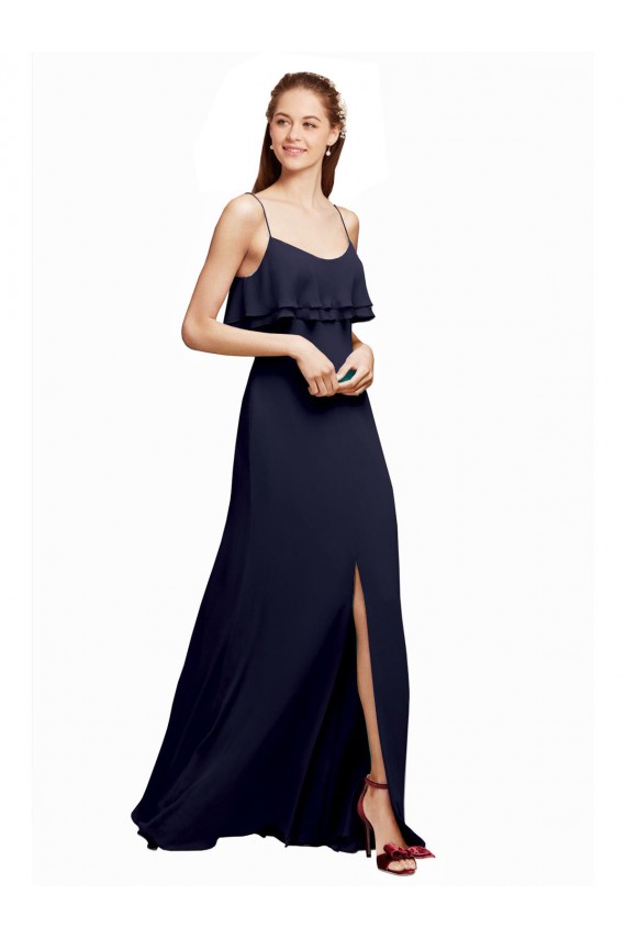 V-Back Sleeveless Spaghetti Straps A-Line Chiffon Bridesmaid Dress Worcester