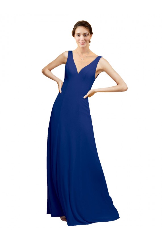 Low Back Sleeveless V-Neck A-Line Chiffon Bridesmaid Dress Worcester
