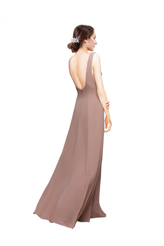 Low Back Sleeveless V-Neck A-Line Chiffon Bridesmaid Dress Worcester