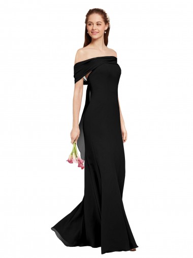 Black Sleeveless Off the Shoulder Mermaid Soft Chiffon Prom Dress / Bridesmaid Dress Worcester