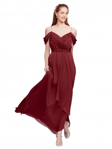 Sleeveless Off the Shoulder Sheath Soft Chiffon Formal Dress / Bridesmaid Dress Worcester
