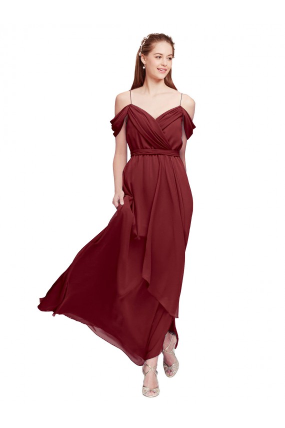 Sleeveless Off the Shoulder Sheath Soft Chiffon Formal Dress / Bridesmaid Dress Worcester