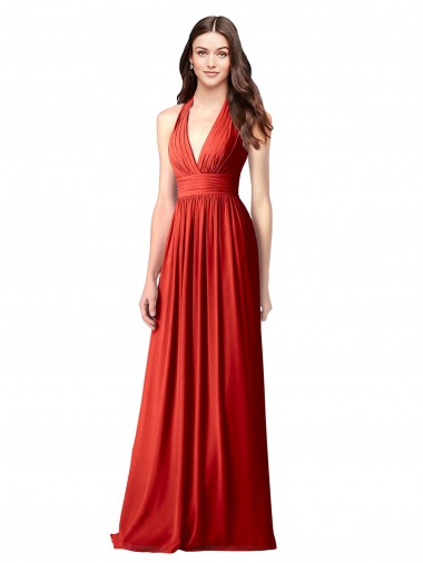 Open Back Sleeveless Halter Neck A-Line Soft Chiffon Bridesmaid Dress / Formal Dress Worcester