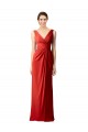 V-Back Red Sleeveless V-Neck Sheath Soft Chiffon Bridesmaid Dress Worcester