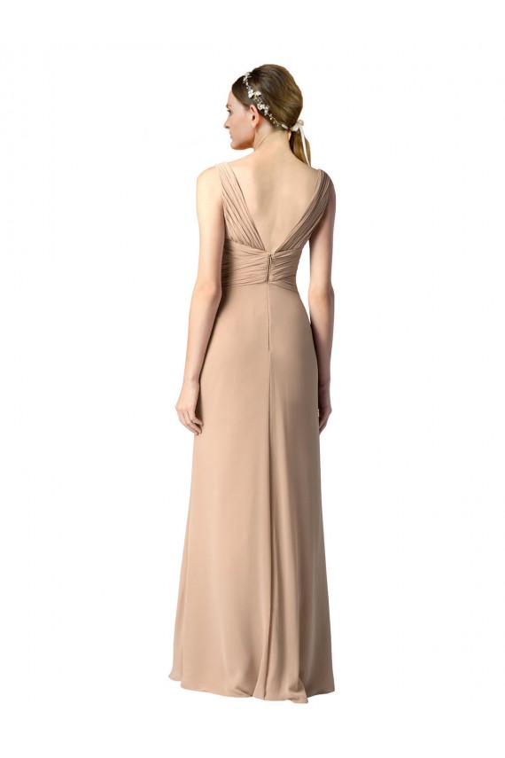 V-Back Red Sleeveless V-Neck Sheath Soft Chiffon Bridesmaid Dress Worcester