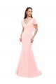 Low Back Flutter Sleeves V-Neck Mermaid Soft Chiffon Bridesmaid Dress Worcester
